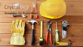  Presentation with repair - Colorful PPT theme enhanced with repair-building-and-carpentry-concept backdrop and a coral colored foreground