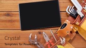  Presentation with computer repair - Cool new slides with repair-building-and-renovation-concept backdrop and a red colored foreground