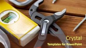  Presentation with renovation - Presentation design consisting of repair-building-and-renovation-concept background and a tawny brown colored foreground