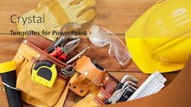  Presentation with renovation - Presentation theme enhanced with repair-building-and-renovation-concept background and a yellow colored foreground