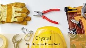  Presentation with renovation - Audience pleasing presentation design consisting of repair-building-and-renovation-concept backdrop and a yellow colored foreground