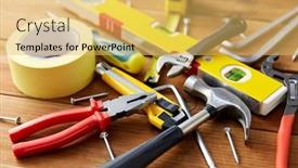  Presentation with renovation - Audience pleasing presentation theme consisting of repair-building-and-renovation-concept backdrop and a yellow colored foreground