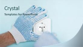  Presentation with new home - Slide deck featuring repair building electricity and home background and a sky blue colored foreground