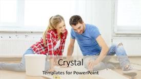  Presentation with glue - Beautiful presentation design featuring repair building and home concept backdrop and a lemonade colored foreground