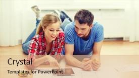  Presentation with home renovation - Colorful PPT layouts enhanced with repair building renovation and home backdrop and a coral colored foreground