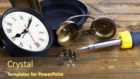  Presentation with repair - Audience pleasing theme consisting of repair-clock-on-wooden-background backdrop and a tawny brown colored foreground