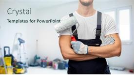  Presentation with utility - Audience pleasing presentation theme consisting of repair-construction-and-building-close backdrop and a sky blue colored foreground