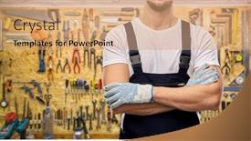  Presentation with workshop tools - Presentation featuring repair-construction-and-building-close background and a coral colored foreground