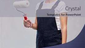  Presentation with paint roller - Colorful presentation theme enhanced with repair-construction-and-building-concept backdrop and a light gray colored foreground