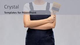  Presentation with paint brush - Beautiful presentation theme featuring repair-construction-and-building-concept backdrop and a light gray colored foreground