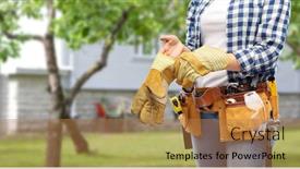  Presentation with building construction - Presentation design having repair-construction-and-building-concept background and a coral colored foreground