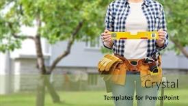  Presentation with garden tools - Slides having repair-construction-and-building-concept background and a mint green colored foreground