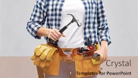  Presentation with construction tools - Slide deck featuring repair-construction-and-building-concept background and a gold colored foreground