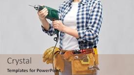  Presentation with construction tools - Presentation design consisting of repair-construction-and-building-concept background and a coral colored foreground