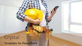  Presentation with construction tools - PPT theme consisting of repair-construction-and-building-concept background and a coral colored foreground