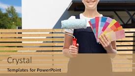  Presentation with paint roller - Audience pleasing presentation theme consisting of repair-construction-and-building-concept backdrop and a coral colored foreground