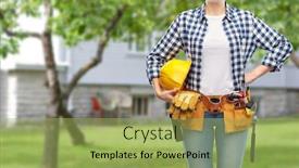  Presentation with garden tools - Slide set enhanced with repair-construction-and-building-concept background and a yellow colored foreground