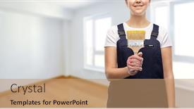  Presentation with paint brush - Audience pleasing PPT theme consisting of repair-construction-and-building-concept backdrop and a coral colored foreground