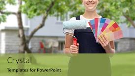  Presentation with paint roller - Slide set featuring repair-construction-and-building-concept background and a yellow colored foreground