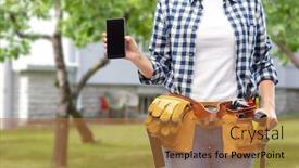  Presentation with garden tools - Slide set with repair-construction-and-building-concept background and a coral colored foreground