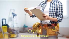  Presentation with building construction - Cool new slide set with repair-construction-and-building-concept backdrop and a tawny brown colored foreground