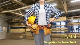  Presentation with workshop tools - Beautiful slide deck featuring repair-construction-and-building-concept backdrop and a tawny brown colored foreground