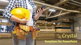  Presentation with woodworking - PPT theme having repair-construction-and-building-concept background and a tawny brown colored foreground