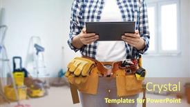  Presentation with computer repair - Theme having repair-construction-and-building-concept background and a red colored foreground