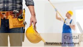  Presentation with construction tools - Presentation design featuring repair-construction-and-building-concept background and a yellow colored foreground
