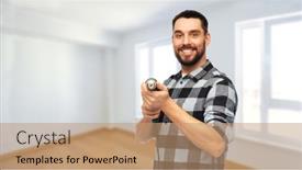  Presentation with drill - Beautiful PPT layouts featuring repair-construction-and-building-concept backdrop and a coral colored foreground