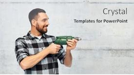  Presentation with concrete construction - Beautiful slide set featuring repair-construction-and-building-concept backdrop and a light gray colored foreground