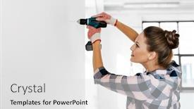  Presentation with building construction - Presentation theme consisting of repair-construction-and-building-concept background and a  colored foreground