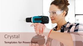  Presentation with building construction - Presentation theme enhanced with repair-construction-and-building-concept background and a  colored foreground