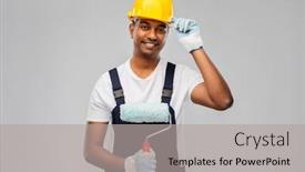  Presentation with building construction - Audience pleasing PPT layouts consisting of repair-construction-and-building-happy backdrop and a light gray colored foreground