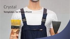  Presentation with building construction - Slide set consisting of repair-construction-and-building-male background and a coral colored foreground