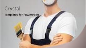  Presentation with building construction - PPT theme with repair-construction-and-building-male background and a light gray colored foreground