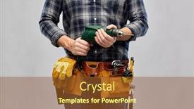  Presentation with construction tools - Slide set enhanced with repair-construction-and-building-male background and a tawny brown colored foreground