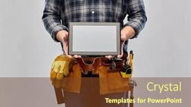  Presentation with computer repair - Presentation theme consisting of repair-construction-and-building-male background and a tawny brown colored foreground