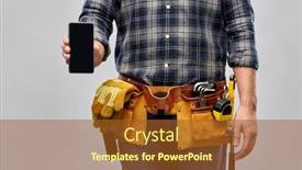  Presentation with building construction - Beautiful slide set featuring repair-construction-and-building-male backdrop and a tawny brown colored foreground