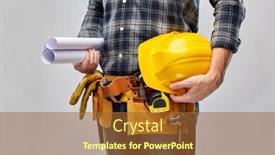  Presentation with building construction - Colorful PPT theme enhanced with repair-construction-and-building-male backdrop and a red colored foreground