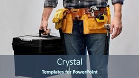  Presentation with construction tools - PPT layouts having repair-construction-and-building-male background and a ocean colored foreground