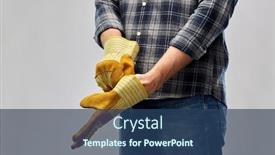  Presentation with building construction water supply - Presentation theme with repair-construction-and-building-male background and a ocean colored foreground