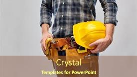  Presentation with building construction - Audience pleasing presentation theme consisting of repair-construction-and-building-male backdrop and a  colored foreground