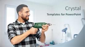  Presentation with construction equipment - Cool new presentation theme with repair-construction-and-work-concept backdrop and a sky blue colored foreground