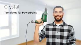  Presentation with construction equipment - Slides having repair-construction-and-work-concept background and a light gray colored foreground