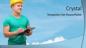  Presentation with maintenance - PPT theme enhanced with repair construction and maintenance concept background and a light blue colored foreground