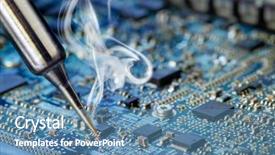  Presentation with soldering - Cool new PPT theme with repair motherboard for laptop backdrop and a teal colored foreground