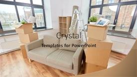  Presentation with real estate - Colorful theme enhanced with repair-moving-and-real-estate backdrop and a coral colored foreground