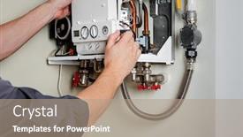  Presentation with boiler - Audience pleasing theme consisting of repair-of-a-gas-boiler backdrop and a coral colored foreground
