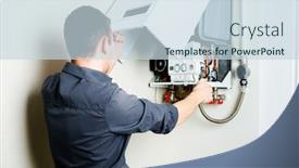  Presentation with boiler - Colorful PPT theme enhanced with repair-of-a-gas-boiler backdrop and a sky blue colored foreground